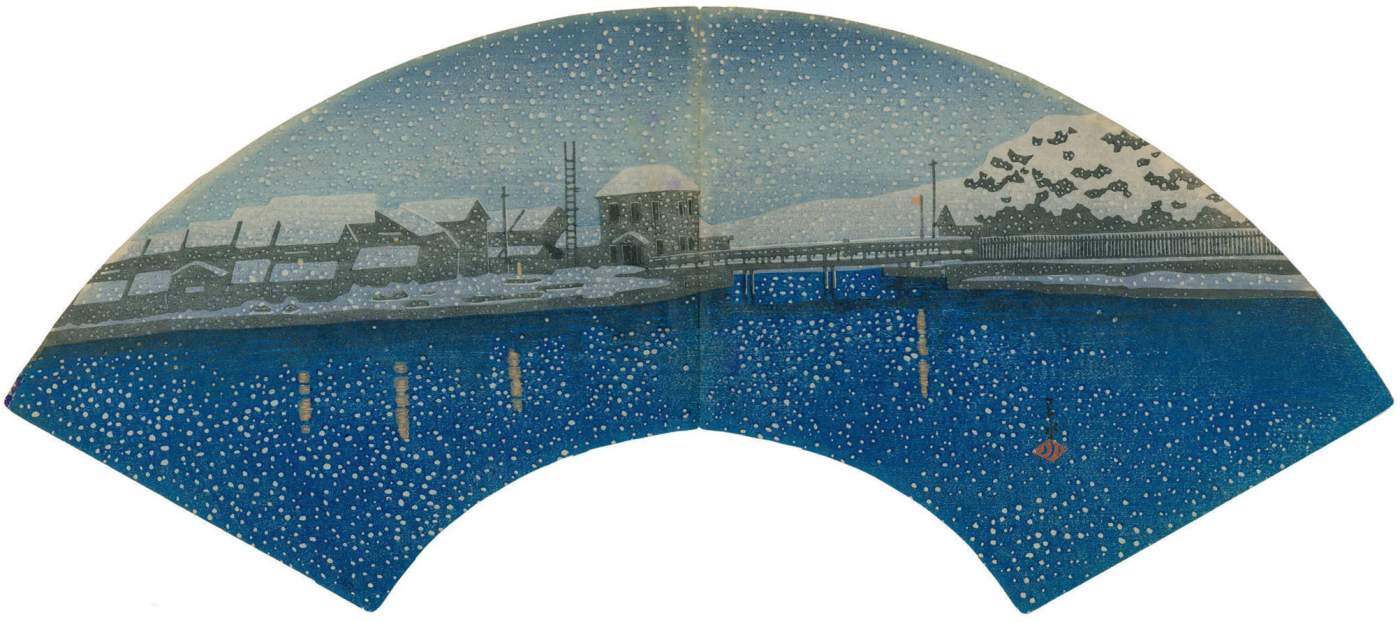 The Port of Ebisu, Sado - Kawase Hasui Catalogue woodblock print