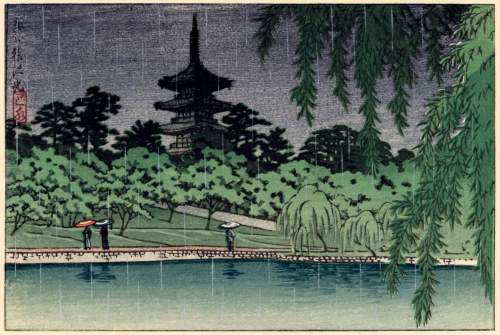 Kawase Hasui - Rain at Sarusawa Pond thumbnail