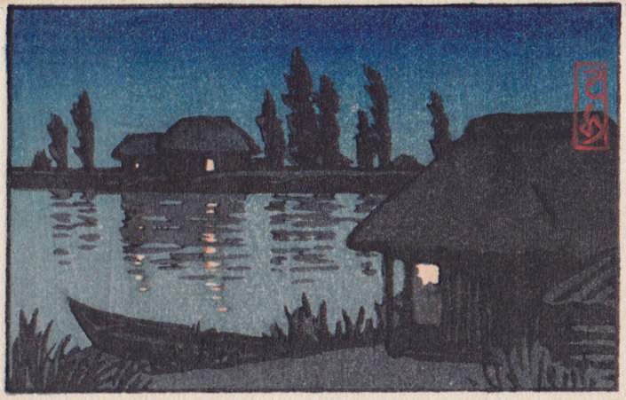 Riverside at Night - Kawase Hasui Catalogue woodblock print