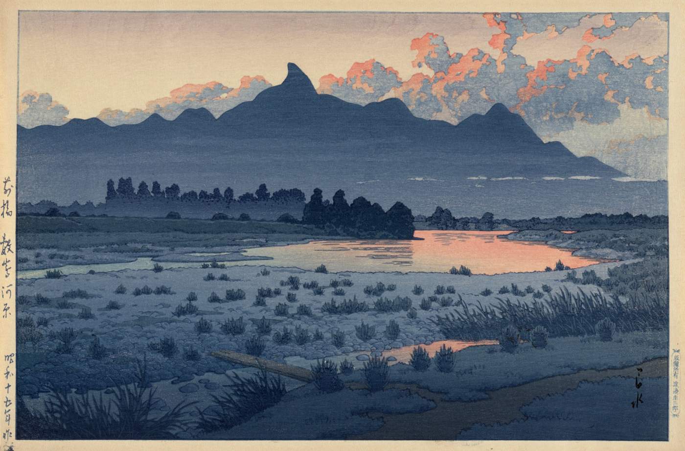 Shikishima-gawara, Maebashi - Kawase Hasui Catalogue woodblock print