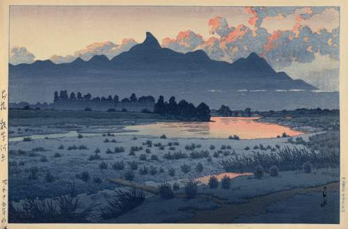 Kawase Hasui - Shikishima-gawara, Maebashi thumbnail