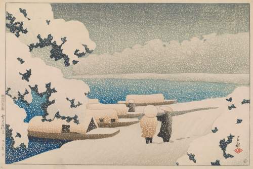 Kawase Hasui - Snow at Hashidate thumbnail