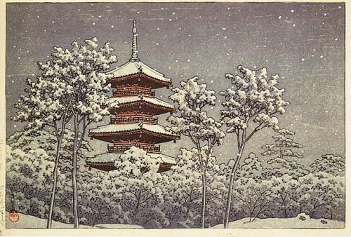 Kawase Hasui - Snow at Ikegami thumbnail
