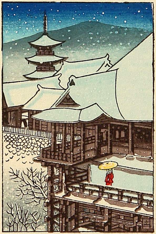 Snow at Kiyomizu #3 - Kawase Hasui Catalogue woodblock print