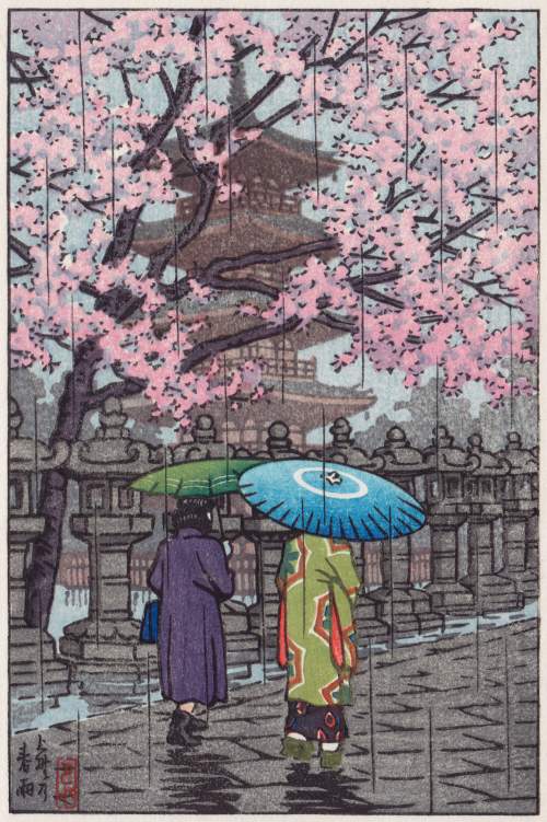 Kawase Hasui - Spring Rain at Ueno Park thumbnail