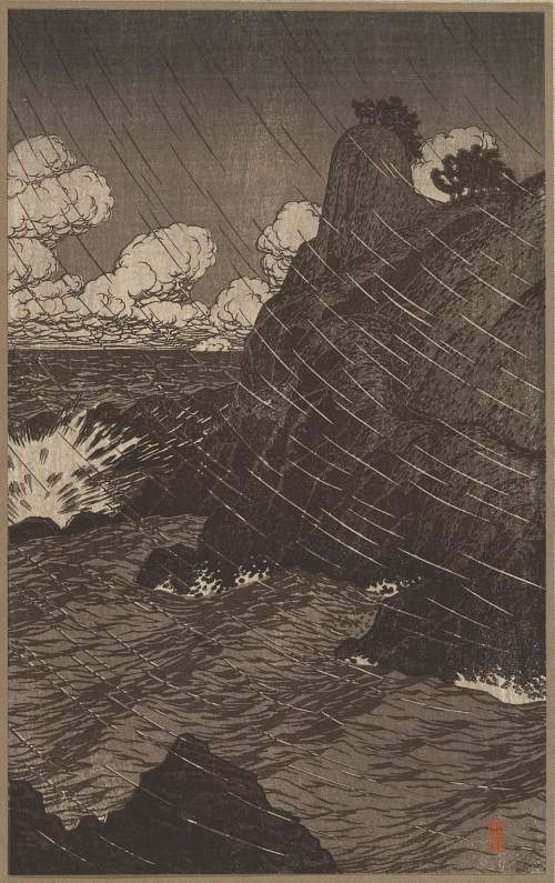 Kawase Hasui - Storm, Echigo, Urahama thumbnail