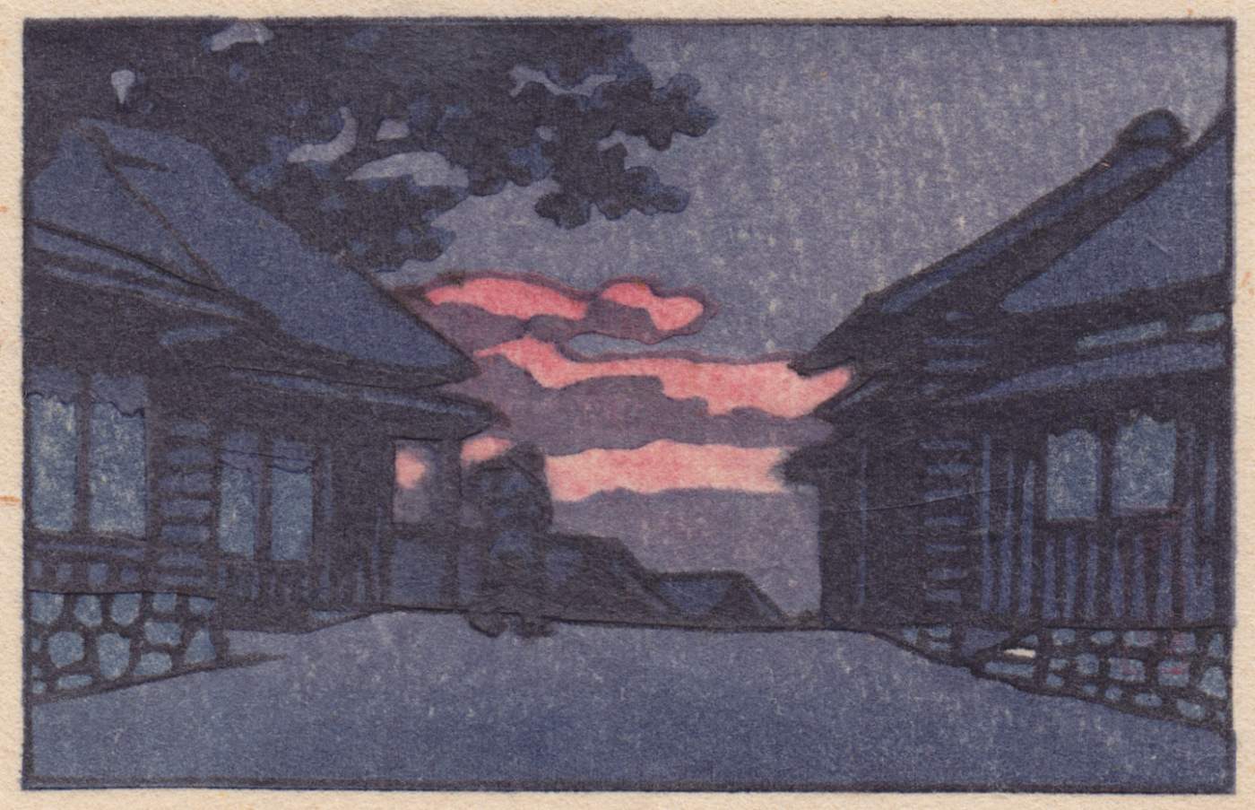 Street at Sunset - Kawase Hasui Catalogue woodblock print