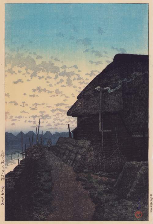 Kawase Hasui - Sunset at Morigasaki thumbnail