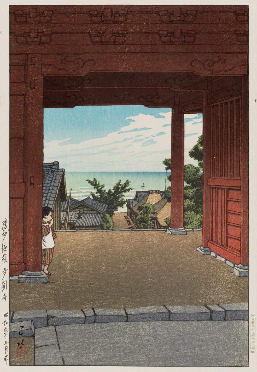 Tamonji Temple at Hamahagi, Boshu - Kawase Hasui Catalogue woodblock print