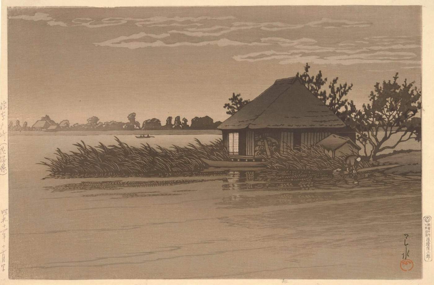 Tozaki, Ukishima - Kawase Hasui Catalogue woodblock print