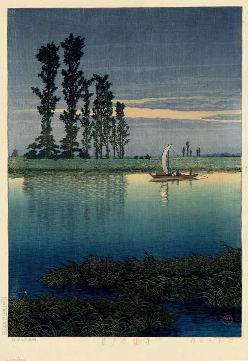 Kawase Hasui - Twilight at Ushibori thumbnail