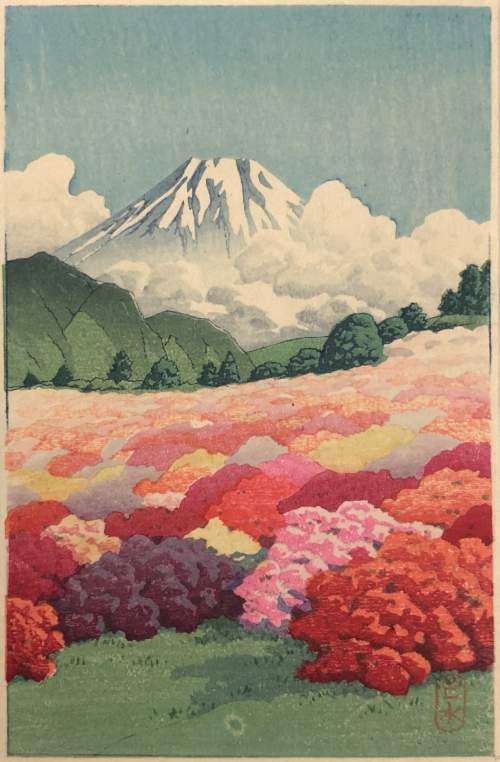 Kawase Hasui - View of Mount Fuji from the Azalea Garden thumbnail