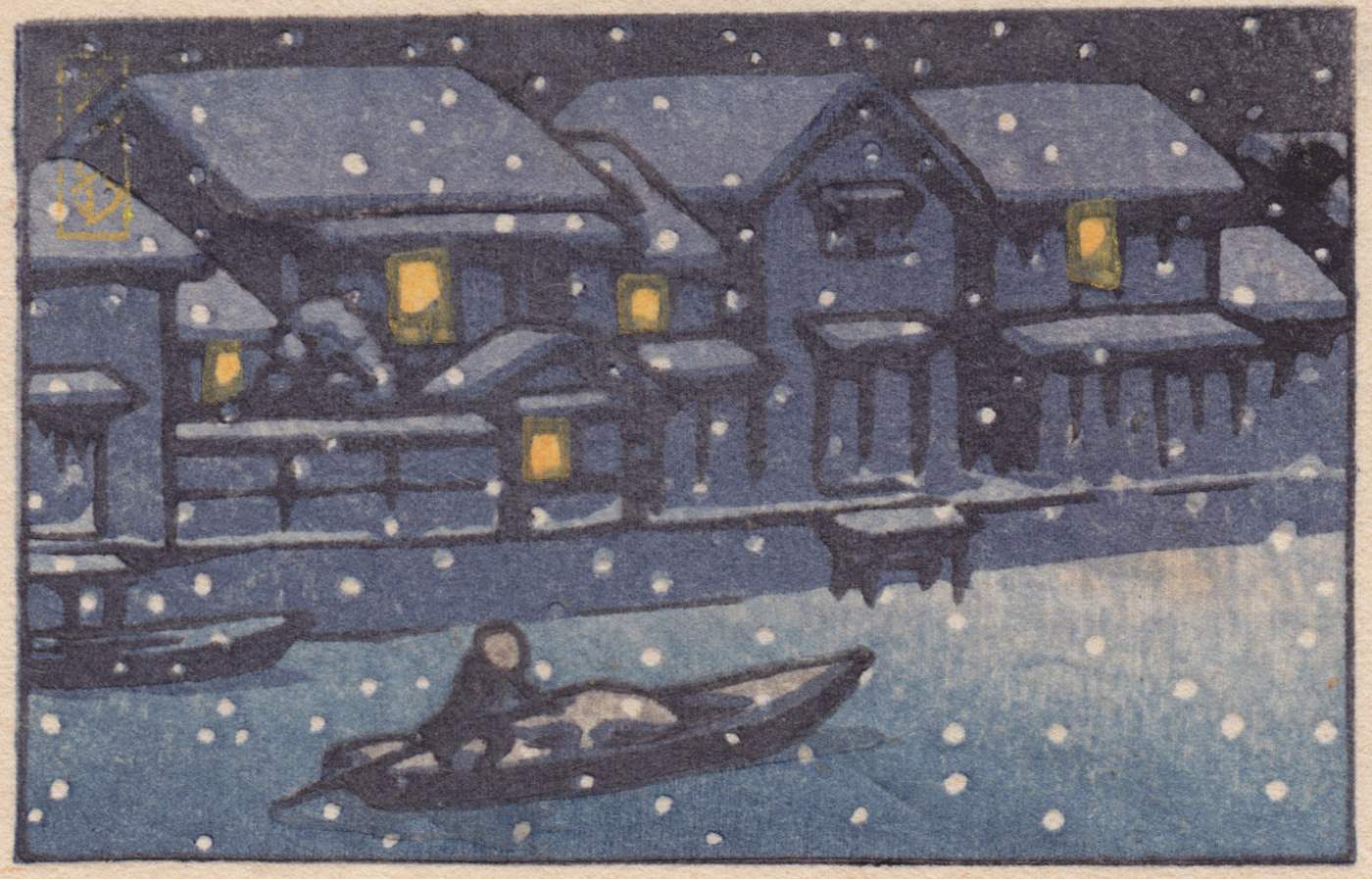 Village in Snow - Kawase Hasui Catalogue woodblock print