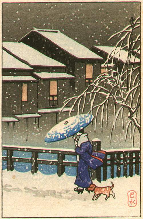 Kawase Hasui - Walk in the Snow thumbnail