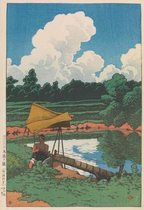 Kawase Hasui - A Water Conduit, A Scene in Sado thumbnail