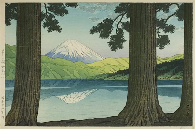 Winter at Lake Ashino - Kawase Hasui Catalogue woodblock print