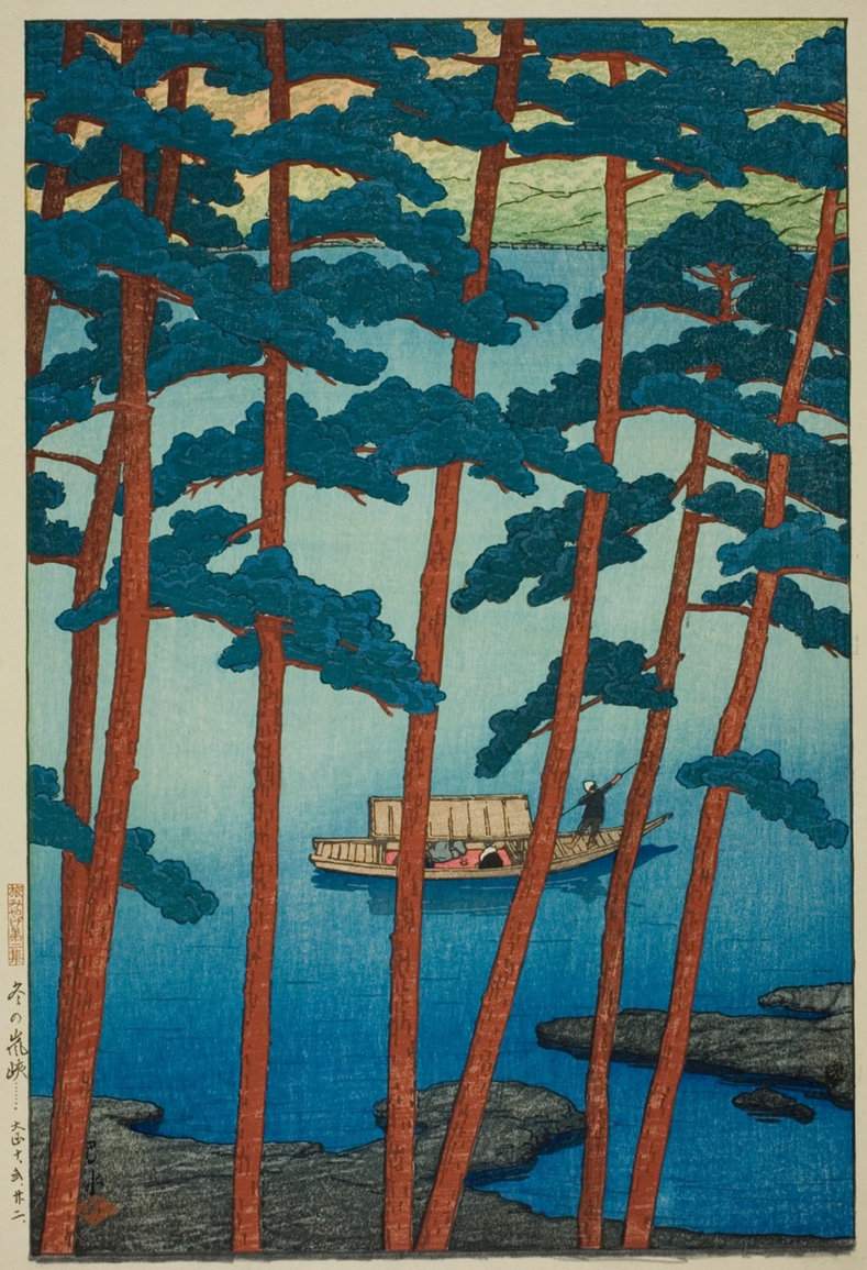 Winter in Rankyo Gorge - Kawase Hasui Catalogue woodblock print