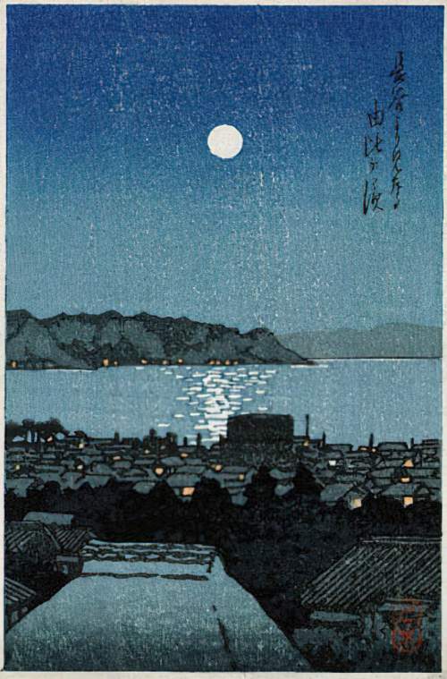 Kawase Hasui - Yuigahama Beach from Hase, Kamakura thumbnail