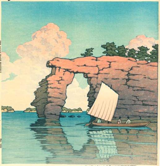 Zaimokujima Island, Matsushima - Kawase Hasui Catalogue woodblock print