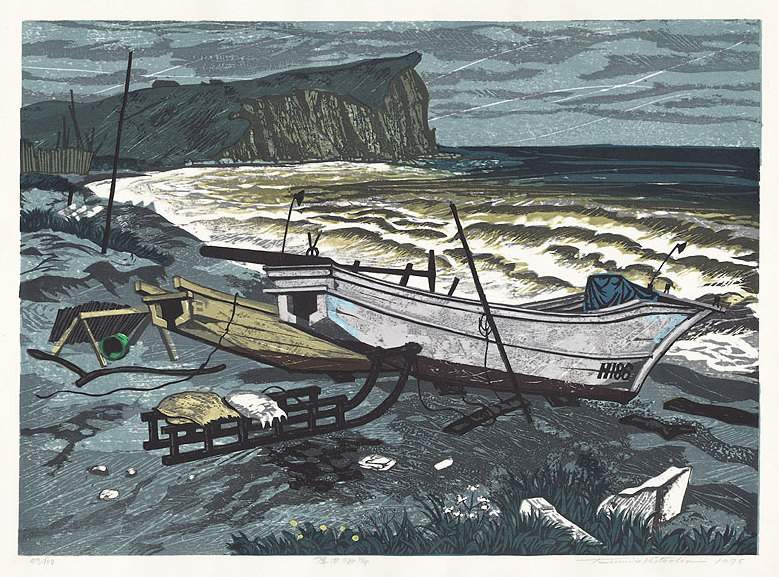 Atsuta Beach - Kitaoka Fumio Catalogue woodblock print