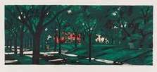 City Street in Summer (Minneapolis) - Kitaoka Fumio Catalogue woodblock print