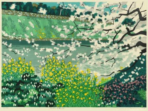 [Flowers at the Imperial Palace] - Kitaoka Fumio Catalogue woodblock print