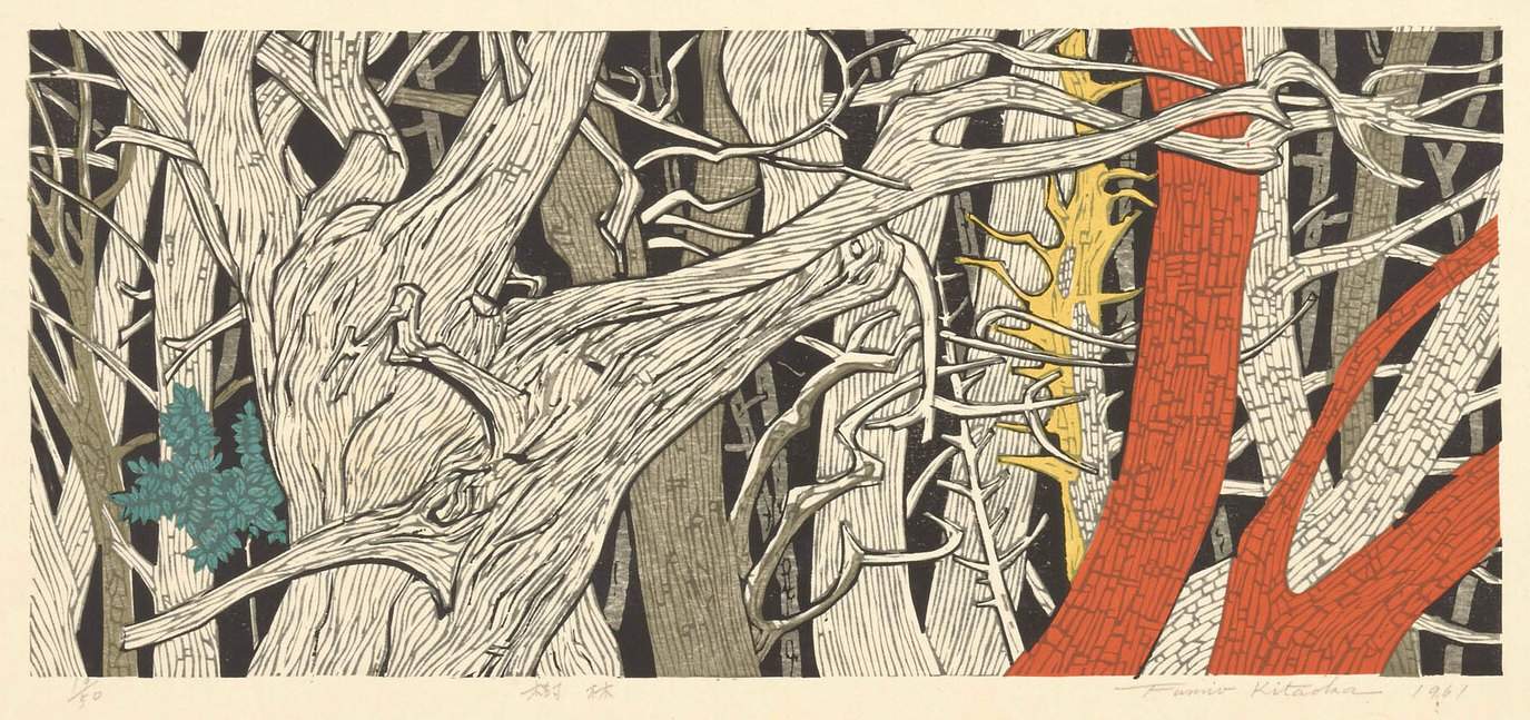 Forest - Kitaoka Fumio Catalogue woodblock print