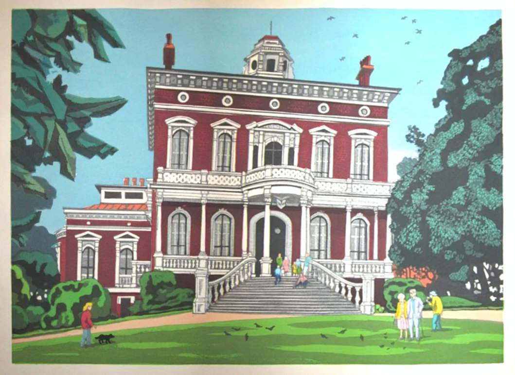 Hay House, Georgia - Kitaoka Fumio Catalogue woodblock print