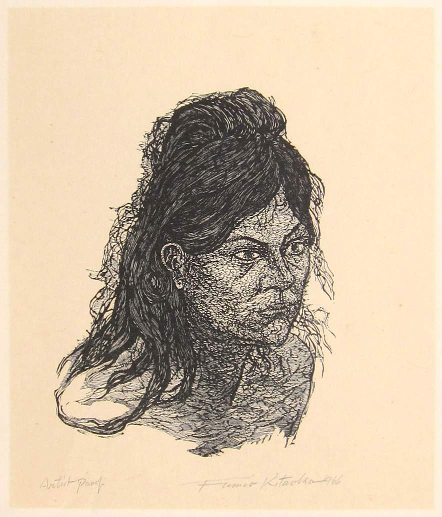 Head of a Woman - Kitaoka Fumio Catalogue woodblock print
