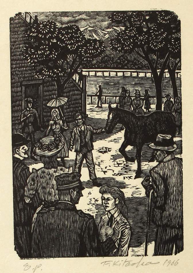 Horse Races - Kitaoka Fumio Catalogue woodblock print