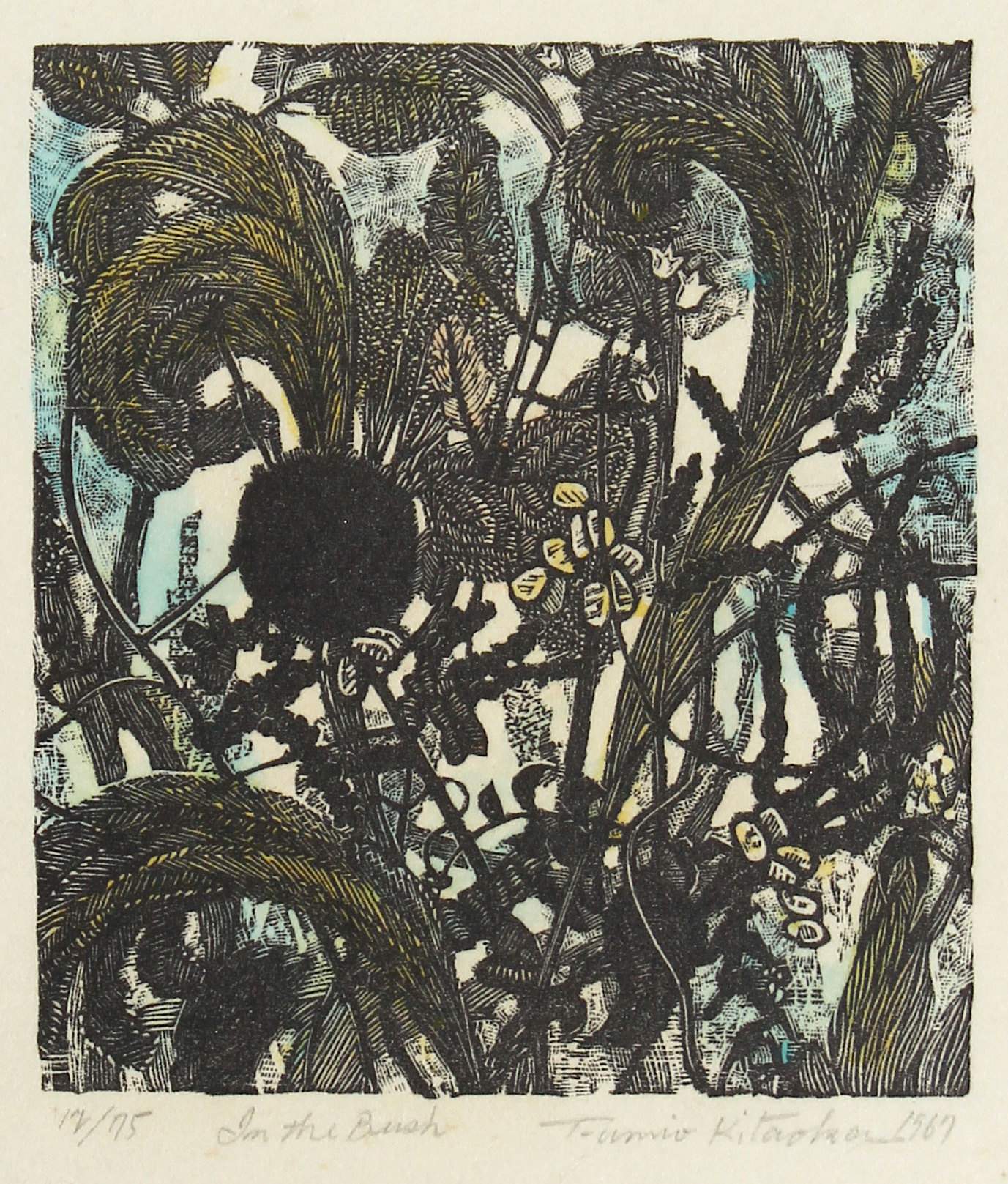 In the Bush - Kitaoka Fumio Catalogue woodblock print