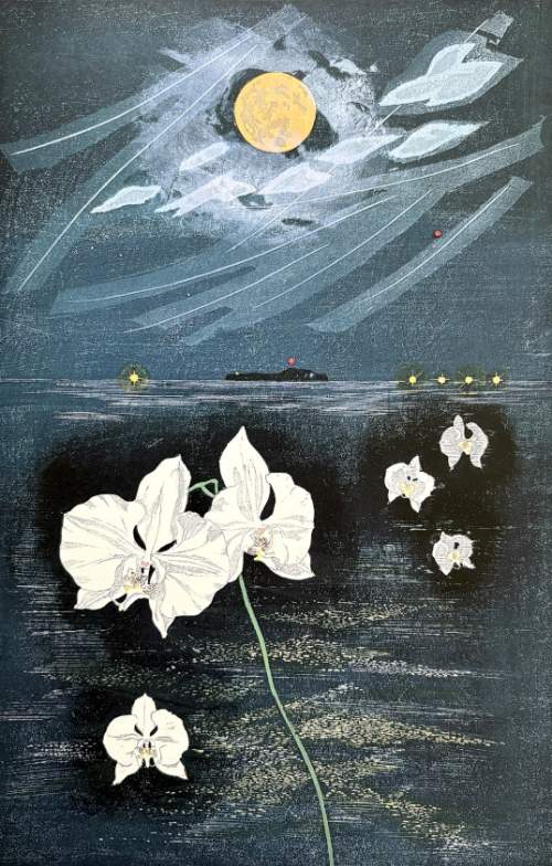 Kitaoka Fumio - Moth Orchids in Moonlight thumbnail