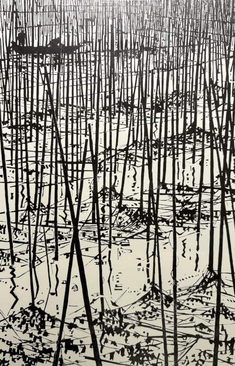Nori Harvest [Mikawawan Bay] - Kitaoka Fumio Catalogue woodblock print