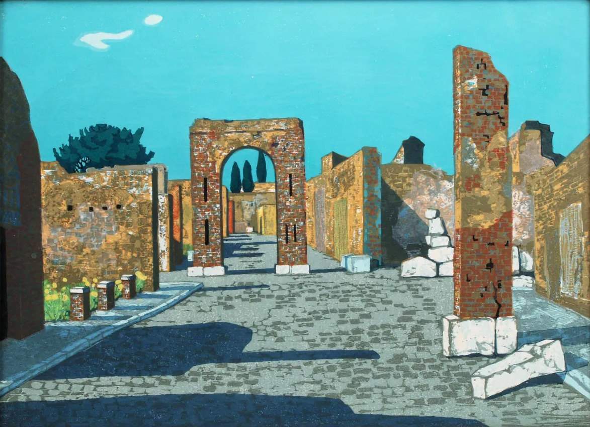 Pompeii - Kitaoka Fumio Catalogue woodblock print