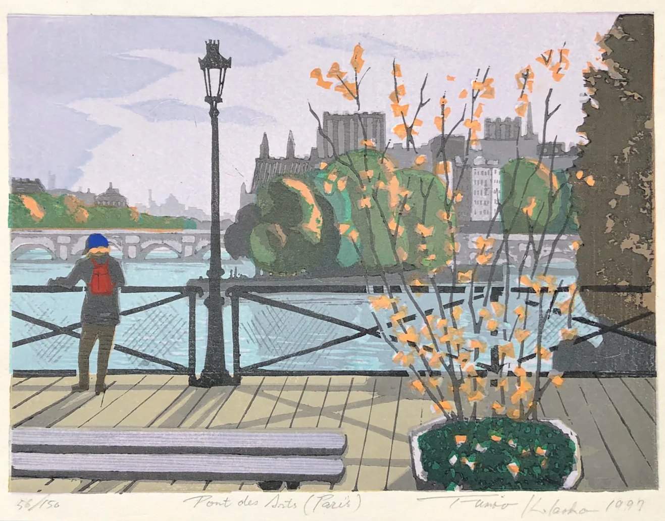 Pont des Arts (Paris) - Kitaoka Fumio Catalogue woodblock print