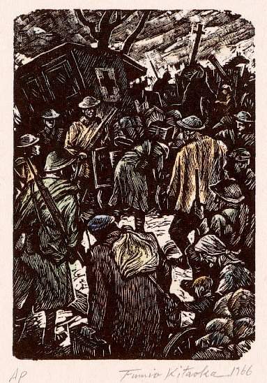 Retreat from Caporetto - Kitaoka Fumio Catalogue woodblock print