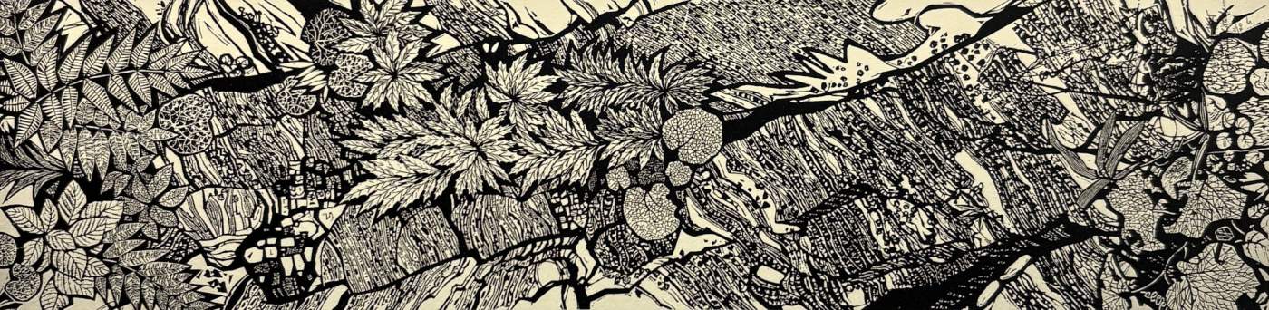 Rocks and Plants - Kitaoka Fumio Catalogue woodblock print