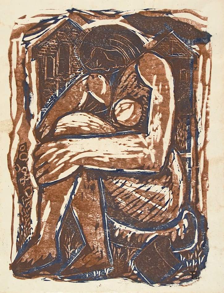 Sorrow - Kitaoka Fumio Catalogue woodblock print