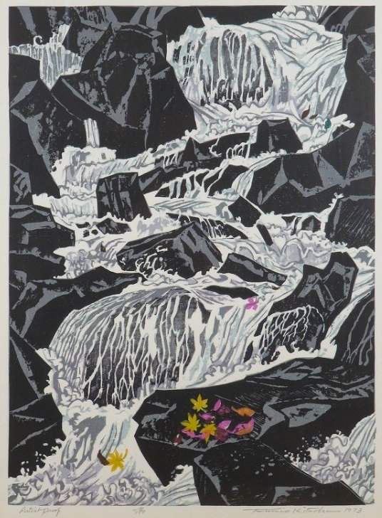 Torrent - Kitaoka Fumio Catalogue woodblock print