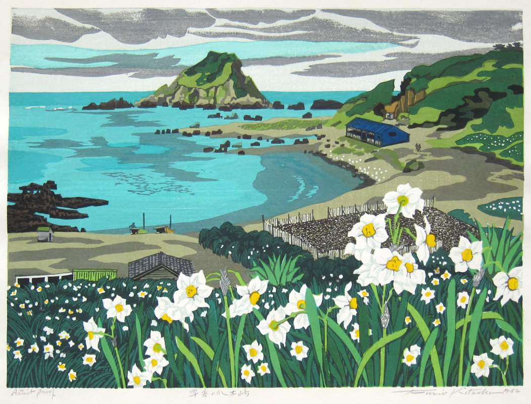 Tsumekizaki in Early Spring - Kitaoka Fumio Catalogue woodblock print