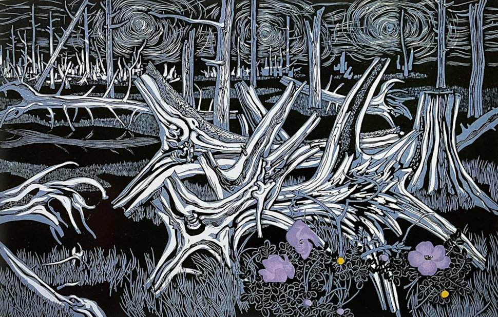 View of the North [Todowara] - Kitaoka Fumio Catalogue woodblock print