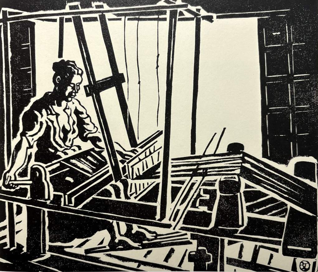 The Weaver - Kitaoka Fumio Catalogue woodblock print