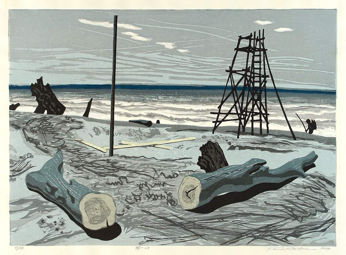 Windy Day - Kitaoka Fumio Catalogue woodblock print