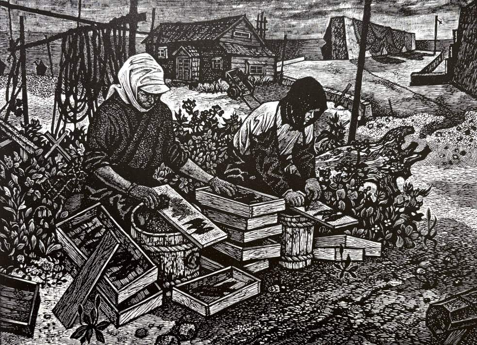 Women of the North - Kitaoka Fumio Catalogue woodblock print
