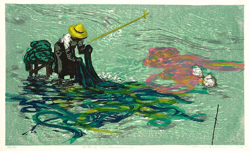 The Yuzen Process [Dyeing] - Kitaoka Fumio Catalogue woodblock print