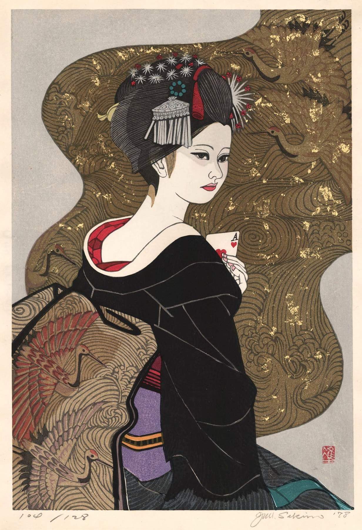 Ace of Hearts - Sekino Jun'ichiro  Catalogue woodblock print
