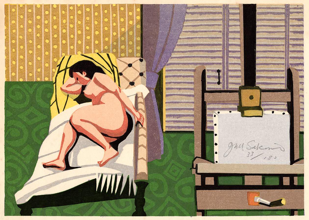Ainu Patterns (Nude) - Sekino Jun'ichiro  Catalogue woodblock print