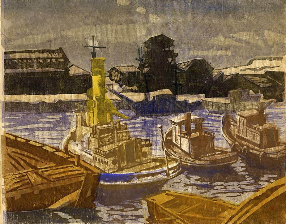 Aomori Port - Sekino Jun'ichiro  Catalogue woodblock print