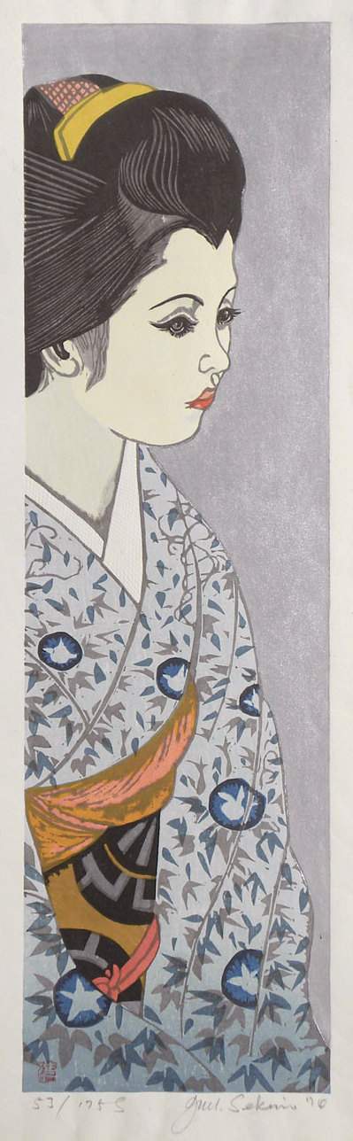August: Morning Glories - Sekino Jun'ichiro  Catalogue woodblock print