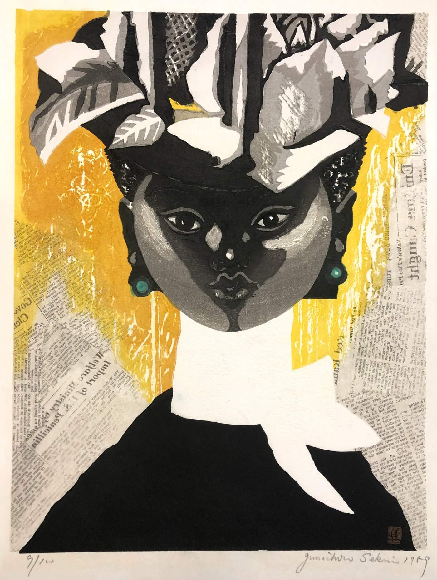A Black Beauty - Sekino Jun'ichiro  Catalogue woodblock print